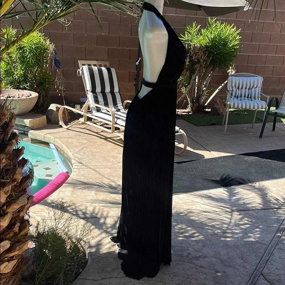 H by Halston Black Halter Maxi Gown - Picture 8 of 12